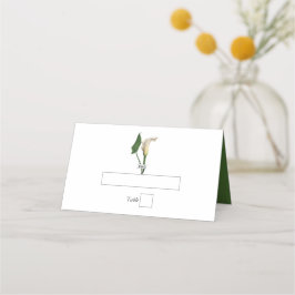 Cartão De Mesa Casamento Botânico Elegante Calla Lily Green