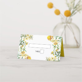 Cartão De Mesa Casamento Botânico Floral Amarelo Vintage