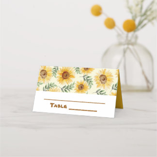 Cartão De Mesa Casamento Botânico Floral de Sunflower Eucalyptus