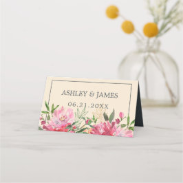 Cartão De Mesa Casamento Botânico Floral Pink Peony