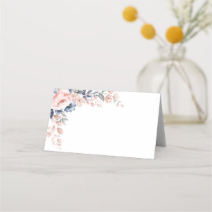 Cartão De Mesa Casamento Botânico Floral Rosa Azul Casamento