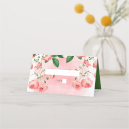 Cartão De Mesa Casamento Botânico Floral Rosa-Rosa de Vintage