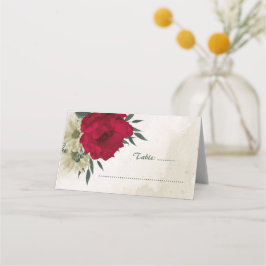 Cartão De Mesa casamento botânico vermelho-amarelo-claro