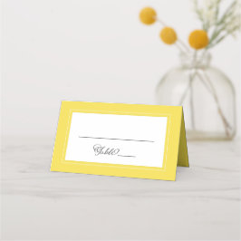 Cartão De Mesa Casamento Branco Amarelo Moderno da Fronteira Chic