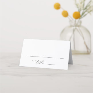 Cartão De Mesa casamento branco e preto com guião elegante