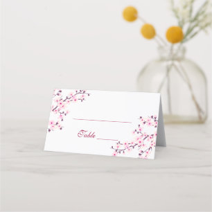 Cartão De Mesa Casamento Branco Rosa-Rosa-Cerejeira Floral