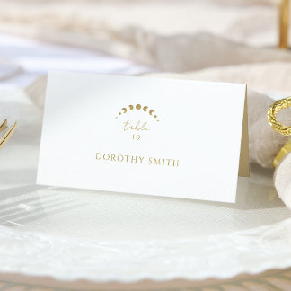Cartão De Mesa Casamento Celestial da Lua Dourada