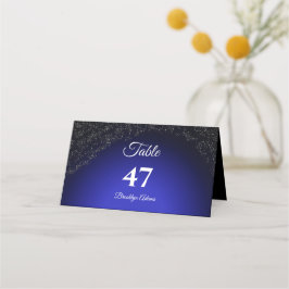 Cartão De Mesa Casamento celestial Lua cheia e estrelas azul-de-m