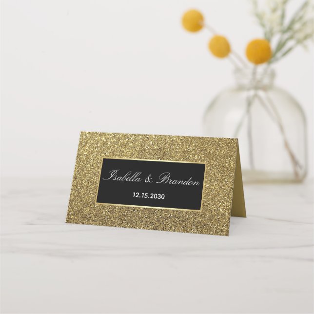 Cartão De Mesa Casamento Chic Preto e Dourado (Verso)