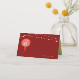 Cartão De Mesa Casamento Chinês com Lanternas Brilhantes