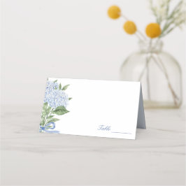 Cartão De Mesa Casamento Clássico com Hortênsia Azul