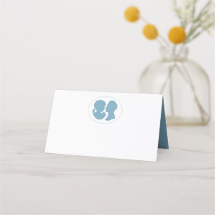 Cartão De Mesa Casamento Clássico de Cameo Azul