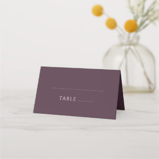Cartão De Mesa Casamento Clássico de Tipografia Minimalista Plum