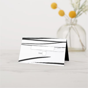 Cartão De Mesa Casamento com Abstrato branco preto moderno