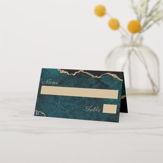 Cartão De Mesa Casamento com Águas de Teal Aqua (Frente)