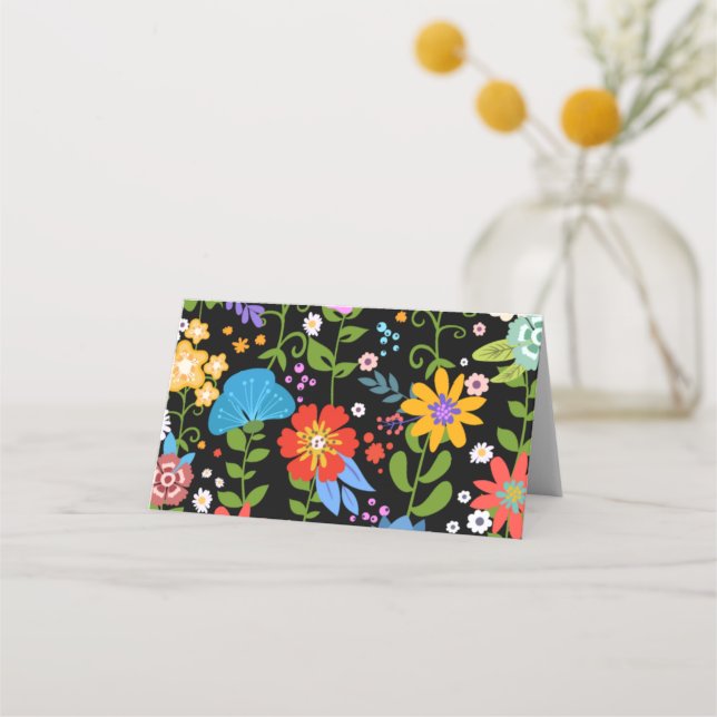 Cartão De Mesa Casamento com Arte Folclórica Mexicana (Frente)