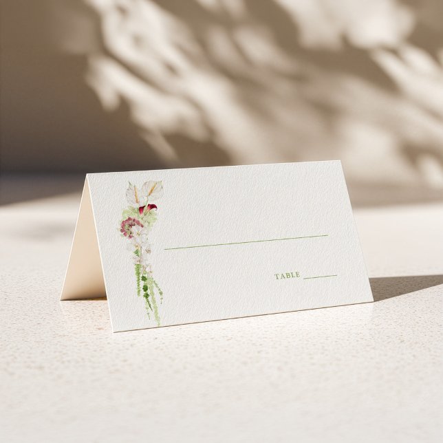 Cartão De Mesa Casamento com Buquê Cascata de Anthurium (Criador carregado)