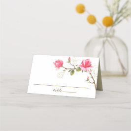 Cartão De Mesa Casamento com Coral Rosa Dourada Magnolia Floral W