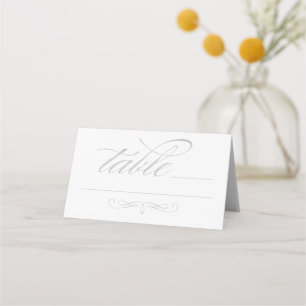 Cartão De Mesa Casamento com Elegante Letra Caligráfica Prata
