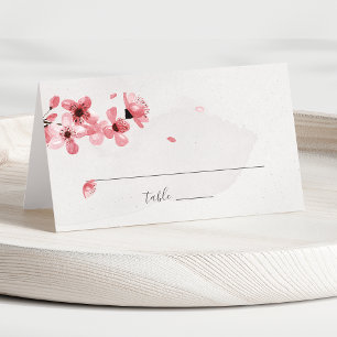 Cartão De Mesa Casamento com Flores de Cereja Rosa Floral