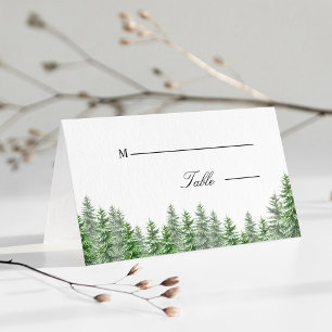 Cartão De Mesa Casamento com Floresta de Pinheiros Whimsical