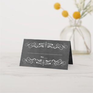 Cartão De Mesa Casamento com Florido Quadro Negro Vintage