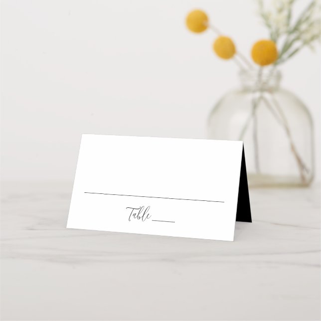 Cartão De Mesa Casamento com Letra Preta Simples (Frente)