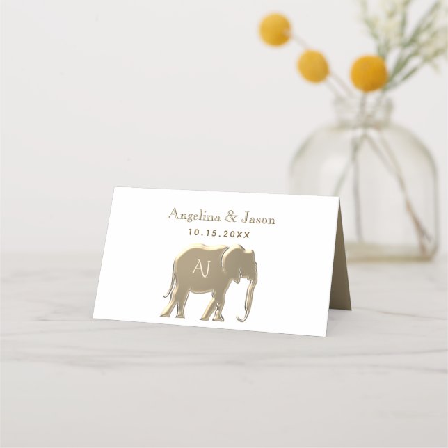 Cartão De Mesa Casamento com Monograma Dourado (Verso)