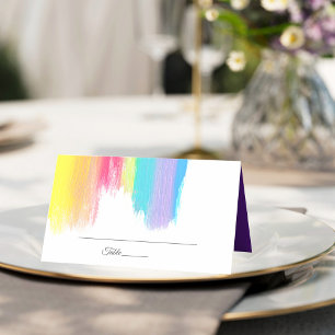 Cartão De Mesa Casamento com Orgulho gay Rainbow Watercolor LGBTQ