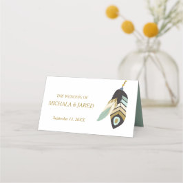Cartão De Mesa Casamento com Seta de Teal Feather