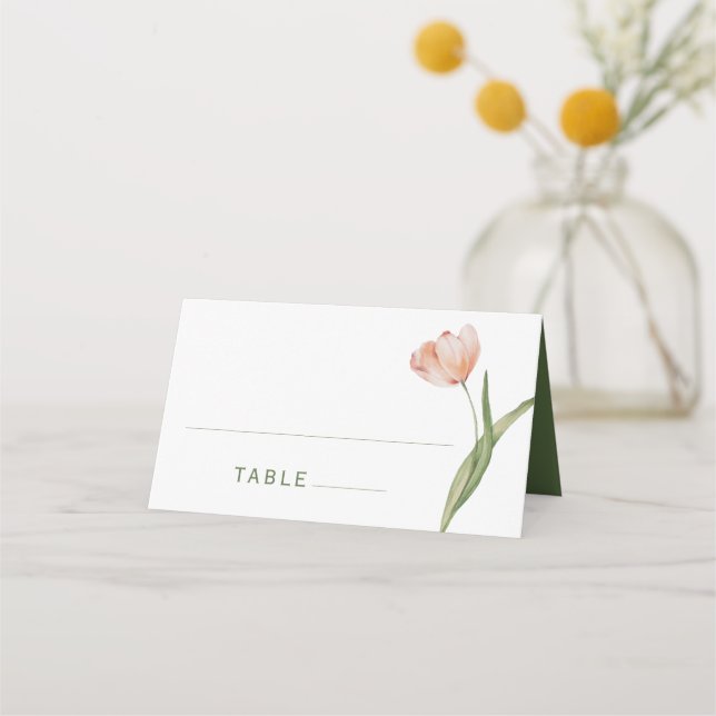 Cartão De Mesa Casamento com Tulip Moderno de Aquarela (Frente)