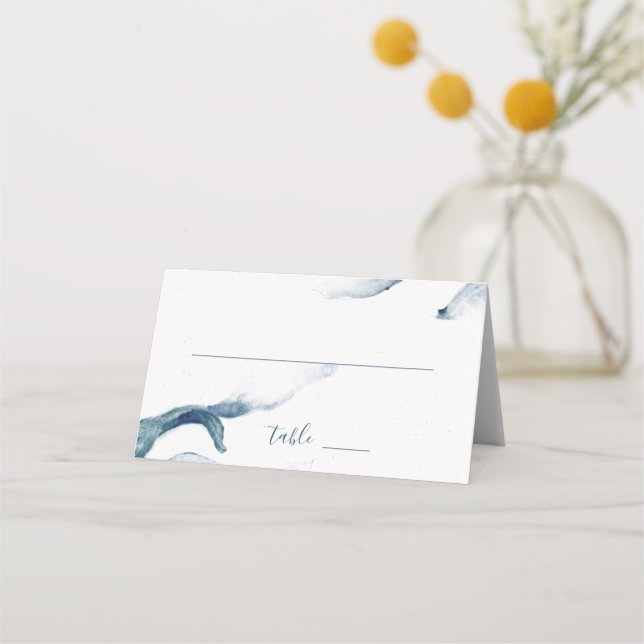 Cartão De Mesa Casamento contemporâneo romântico de cor aquática  (Frente)