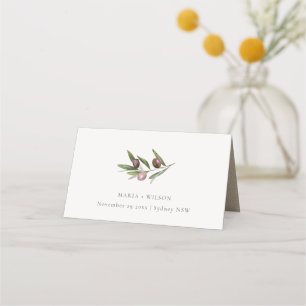 Cartão De Mesa Casamento Da Fauna Mínima De Ramo De Oliva Da Tic