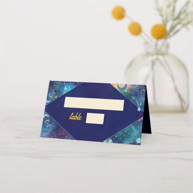 Cartão De Mesa casamento da meia-noite celestial (Frente)