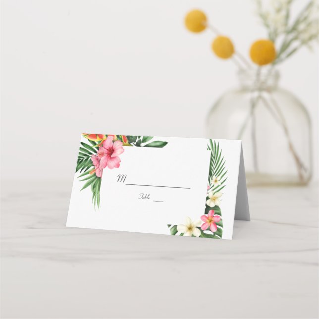 Cartão De Mesa Casamento das Flores Tropicais de Lush Garden (Verso)