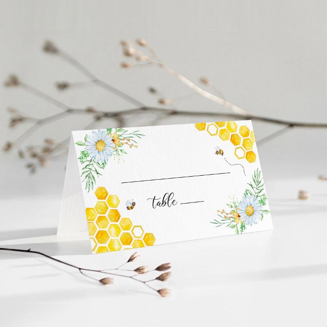 Cartão De Mesa Casamento de abelha com mel floral (Criador carregado)