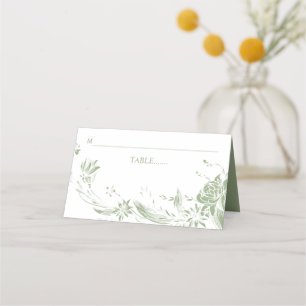 Cartão De Mesa Casamento de acordo de flor verde de sábado