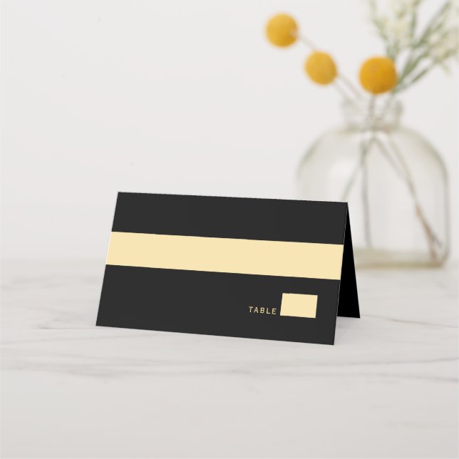 Cartão De Mesa Casamento de Ampersand com Frame de Círculo Dourad (Frente)