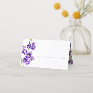 Cartão De Mesa Casamento de arte de aquarela em flor roxa duranta