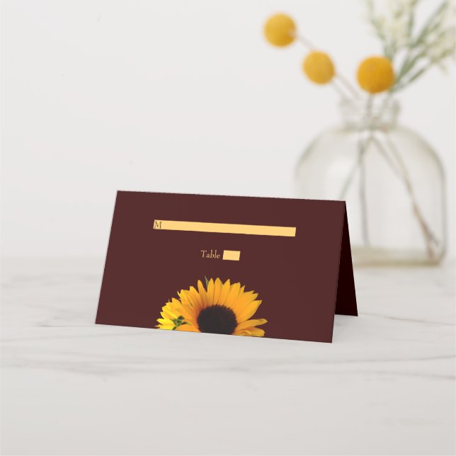 Cartão De Mesa Casamento de Autumn Rustic Sunflower (Frente)