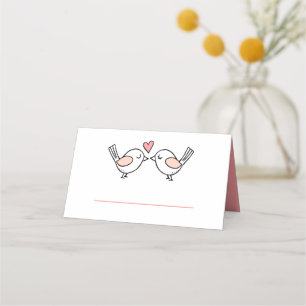 Cartão De Mesa Casamento de Aves do Jardim Branco Rosa
