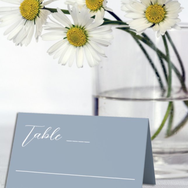Cartão De Mesa Casamento de Azul Mínimo Dusty (Criador carregado)