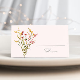 Cartão De Mesa Casamento de Blush de Flor Selvagem de Verão Elega