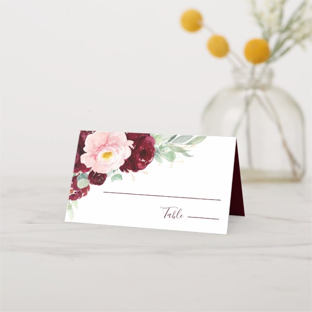 Cartão De Mesa Casamento de Blush Floral Moderno (Frente)