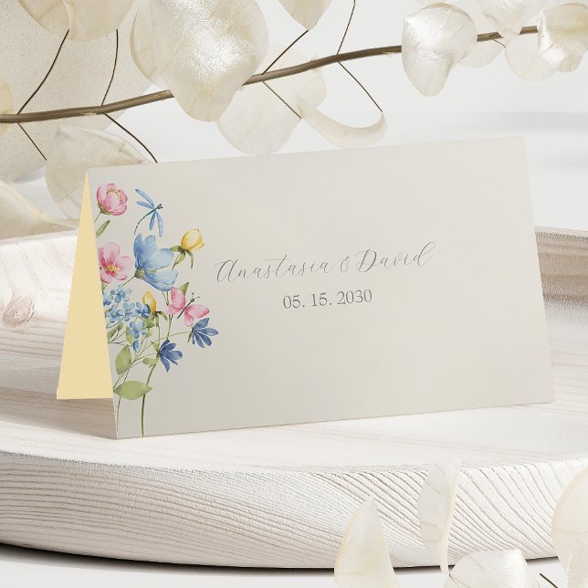 Cartão De Mesa Casamento de Boho Flor Silvestre  (Criador carregado)