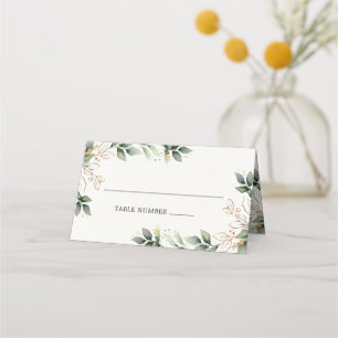 Cartão De Mesa Casamento de Boho Leaf Boho, Dourado Elegante Verd