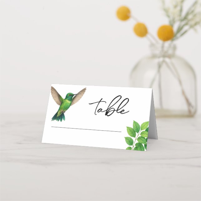 Cartão De Mesa Casamento de Borda Botânica de Leafy-Leafy Green H (Frente)