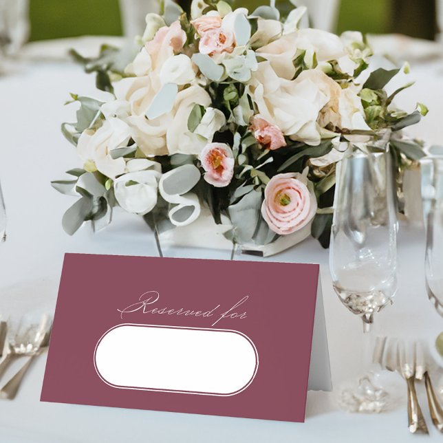 Cartão De Mesa Casamento de Borgonha da Caligrafia Elegante Reser (Elegant burgundy wedding table place cards with name plate, from my Wedding Colors collection)