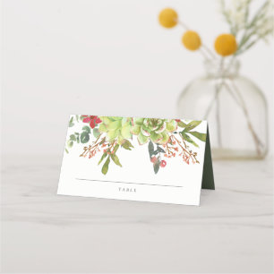 Cartão De Mesa Casamento De Cactus Floral Red Watercolor