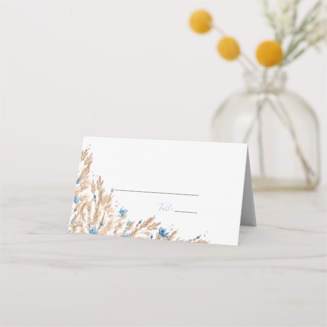 Cartão De Mesa Casamento de Campos Pó Azul Campo (Verso)
